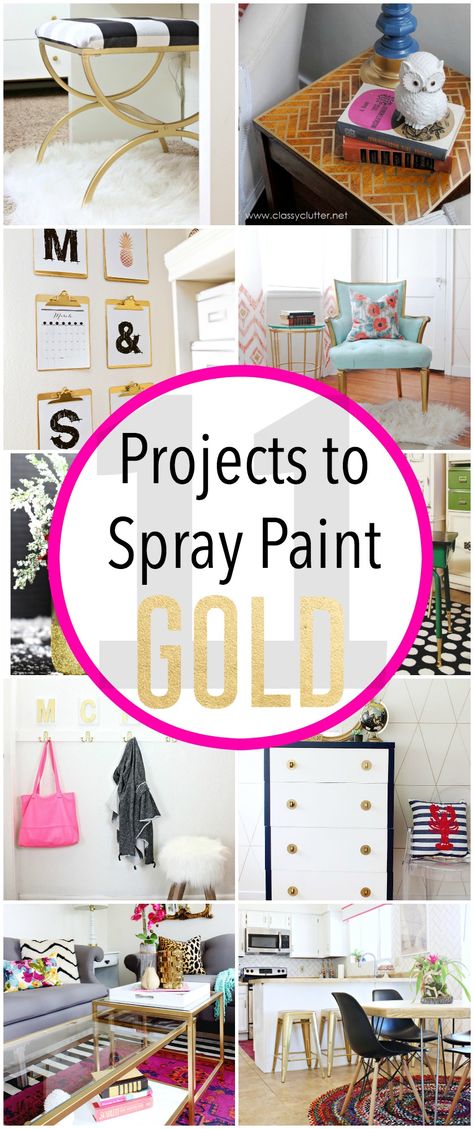 Fabulous projects to spray paint gold! LOVE THESE!!! Click the picture to view the projects! Sequins Wall, Sequin Wall, Diy Blanket Ladder, Wood Wall Art Diy, Gold Spray Paint, Diy Headboards, Gold Spray, Fashion Tumblr, Shabby Chic Bedrooms