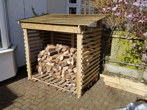 How To Build A Log Store Firewood Storage Outdoor, Firewood Shed, Log Store, Wood Store, Into The Wood, Firewood Storage, Wooden Log, Wood Shed, Wood Logs