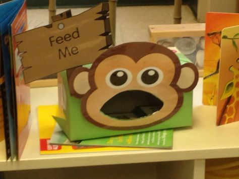 Feed the Monkey Game. Identify a number and feed the monkey that amount of bananas Animals Eyfs, Feed The Monkey, Monkey Habitat, Gruffalo Party, Box Activities, 5 Little Monkeys, Nursery Rhyme Theme, Monkey Puzzle, Monkey Games