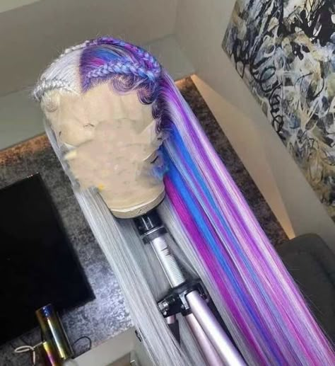 Multi Colored Wigs, Color Wigs On Dark Skin Women, Halloween Braids, Colored Hairstyles, Pretty Wigs, Cute Wigs, Weave Ponytail Hairstyles, Frontal Wig Hairstyles, Cute Hair Colors