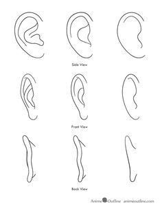 Manga Ears, Anime Nose, Facial Expressions Drawing, People Cartoon, How To Draw Ears, Graffiti Text, How To Draw Anime, Ear Art, Drawing Cartoon Faces