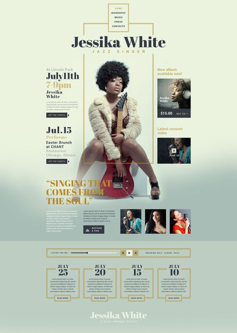 Singer Responsive Website Template on Behance Musician Website, Cv Website, Cv Original, Cv Inspiration, Ms Project, Webdesign Inspiration, Ecommerce Template, Design Brochure, Web Design Software