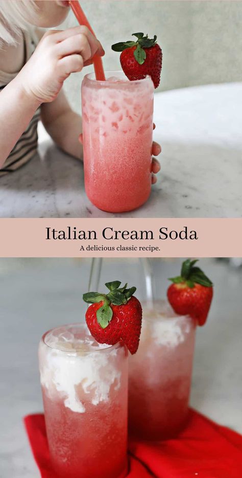 Drinks With Fruit In Them, Homemade Drink Ideas, Yummy Drinks Nonalcoholic, Cool Summer Drinks, Homemade Beverages, Italian Cream Soda, Drink Recipies, Fun Drink Recipe, Drinks Summer