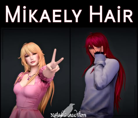 Mikaely hair | Natalia-Auditore Maxis Match Long Hair, Long Messy Hair, Sims 4 Maxis Match, Sims Inspiration, Cc Sims4, Cc Hair, Sims Packs, Sims 4 Anime, Pelo Sims