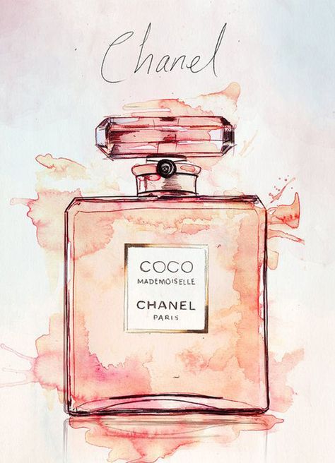 Stylish New Obsession: Watercolor Chanel Perfume Bottle, Perfume Chanel, Coco Chanel Mademoiselle, 달력 디자인, Perfume Art, Parfum Chanel, Mademoiselle Chanel, Chanel Art, Chanel Perfume