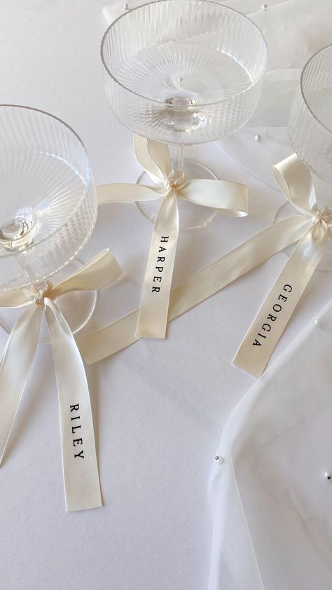 CREO | I’m in loveeee… personalised ribbons 🤍🥂 Everyone is loving bows and ribbons this season, and I adore this trend for event decor. So I am… | Instagram Personalized Ribbon, Bridesmaid Proposal Gifts, Wedding Drink, Wedding Bows, Wedding Ribbon, Printed Ribbon, Proposal Gifts, Wedding Mood, Wedding Places