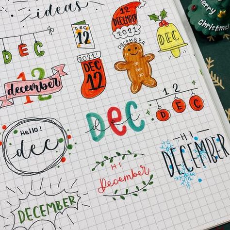 December Title Ideas, December Header Ideas, New Year Notebook Ideas, December Whiteboard Ideas, December Handwriting, Christmas Title Ideas, Cute Title Ideas, Christmas Notebook Ideas, December Calendar Ideas