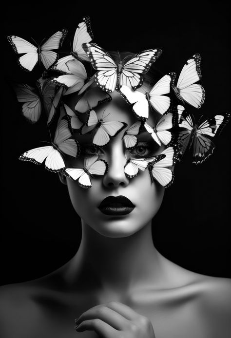 Free Your Mind Art Illustration, Butterfly On Face, Krita Tutorial, Butterfly Masks, Outfit Ideas Halloween, Night Black And White, High Contrast Photography, Pfp Halloween, Halloween Tattoo Ideas