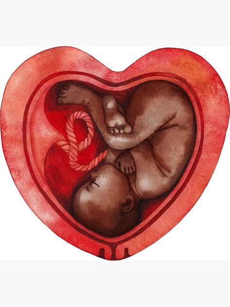 "Watercolor fetus inside the heart shaped womb" Canvas Print by Glazkova | Redbubble Baby In Womb, Birth Art, Pregnancy Art, African Babies, Belly Painting, Mother Art, Vertical Poster, Baby Art, You Call