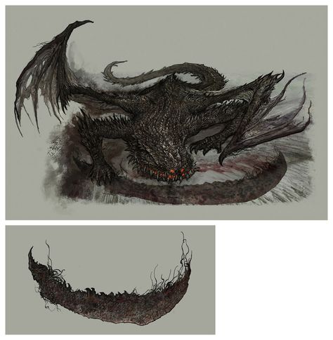 Magma Wyrm Makar Art - Elden Ring Art Gallery Elden Ring Boss Concept Art, Elden Ring Creatures, Elden Beast, Wyrm Dragon, Elden Ring Art, Dragon Concept Art, Dragon Concept, Monster Artwork, Bloodborne Art