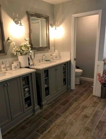 Fixer Upper Bathrooms, Fixer Upper Bathroom Ideas, Rustic Farmhouse Bathroom Ideas, Country Bathroom Vanities, Fixer Upper Bathroom, Rustic Farmhouse Bathroom, Small Bathroom Renovations, Farmhouse Bathroom Vanity, Modern Farmhouse Bathroom