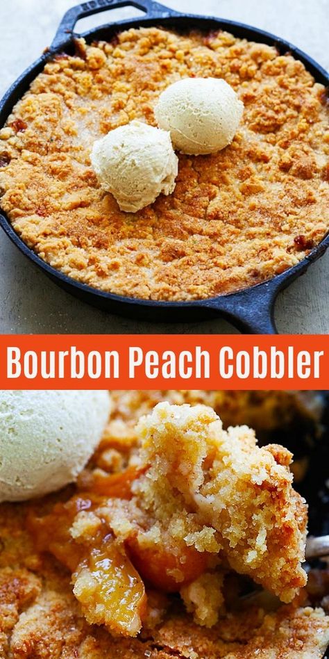 Bourbon Peach Cobbler, Bourbon Recipes, Timmy Time, Peach Dessert Recipes, Pie Crust Dough, Rasa Malaysia, Peach Desserts, Peach Cobbler Recipe, Cobbler Recipe