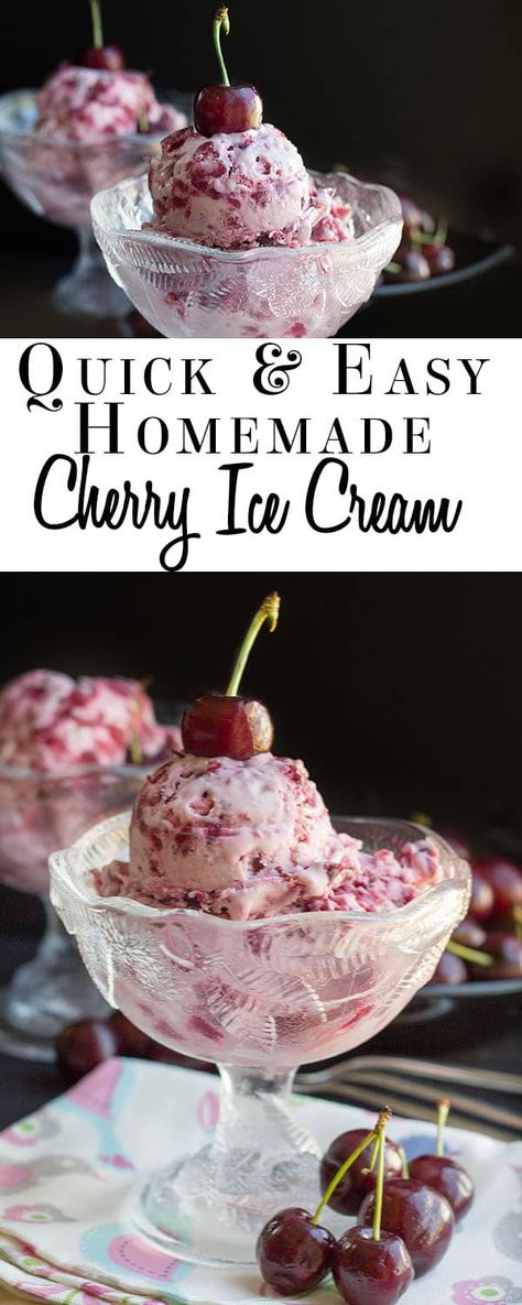 Quick & Easy Homemade Cherry Ice Cream - Erren's Kitchen Homemade Cherry Ice Cream, Cherry Ice Cream Recipe, Cherry Ice Cream, Homemade Ice Cream Recipes, Frozen Cherries, Cherry Recipes, Oreo Dessert, Ice Cream Popsicles, Ice Cream Treats