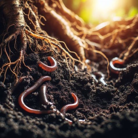 Earthworms crawling in the soil. stock image Soil Illustration, Earthworms, The Soil, Soil, Stock Illustration, Stock Images