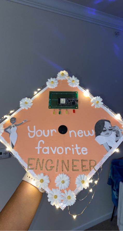 Cap Decoration Graduation Engineering, Electrician Graduation Cap, Electrical Engineering Graduation Cap, Architect Graduation Cap Ideas, Biomedical Engineering Graduation Cap, Graduation Cap Designs Computer Science, Graduation Cap Designs Engineering, Engineer Graduation Pictures, Engineering Graduation Pictures