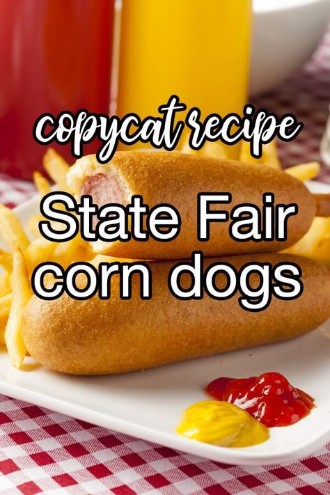 Fair Style Corn Dogs, Corny Dog Recipes, Corn Dogs With Pancake Batter, Homemade Corn Dog Batter, Best Corn Dog Batter, Fletchers Corn Dogs Recipe, Corn Dog Recipe With Pancake Batter, Fair Corn Dog Recipe, Diy Corn Dogs Recipes