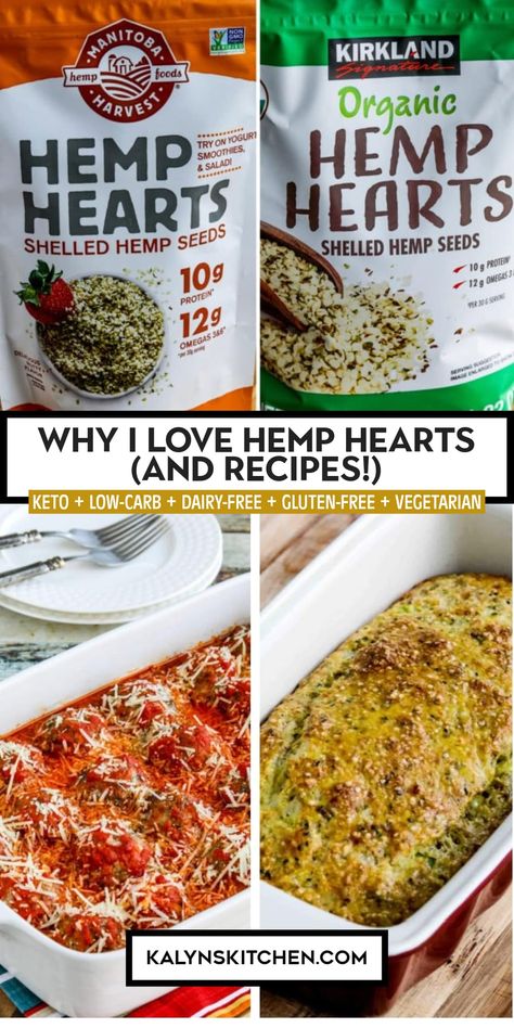 Pinterest image collage for Why I Love Hemp Hearts (and recipes) showing 2 packages of Hemp Hearts and 2 photos of recipes made using Hemp Hearts. Chia Seed And Hemp Heart Recipes, Recipes With Hemp Hearts, Recipes With Hemp Seeds, Hemp Hearts Benefits, Hemp Heart Recipes, Hemp Hearts Recipes, Hemp Recipes, Hemp Seed Recipes, Keto Oatmeal