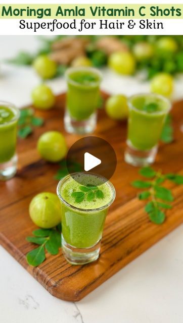 Priya Taparia - Flavourful Food on Instagram: "✨Moringa Amla Vitamin C Shots✨ - Superfood for Hair, Skin & builds immunity

🚫NO REPOSTS

i have my moringa amla shots daily, its a superfood for your hair & skin, Full of antioxidants which helps in boosting immunity, & has Excellent Anti-inflammatory Properties.
Enjoy this nutritious drink with breakfast 🍃

It’s no surprise it’s the most nutritious superfood in the world.
The Moringa leaves have about as much potassium as a banana, and about the same amount of vitamin C as an orange 
 It’s is an excellent source of vitamin A, C & E, iron, protein, fibre, calcium, magnesium, & other essential minerals.
 
Flavourful Healthy drinks By Priya❤️
Follow @flavourfulfoodz for more delicious recipes

Moringa Amla Vitamin C Shots
Ingredients :
Moring Amla Shots, Paneer Salad, Amla Recipes, Moringa Recipes, Juice Shots, Boosting Immunity, Moringa Leaves, Sources Of Vitamin A, Essential Minerals