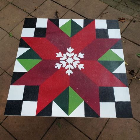 Barn Quilt Addicts | My...just finished...winter barn quilt ❤️ | Facebook Free Barn Quilt Patterns Templates, Winter Barn Quilt Patterns, Bee Barn Quilt Patterns, Christmas Barn Quilt Patterns, Diy Barn Quilt, Free Barn Quilt Patterns, Christmas Barn Quilts, Barn Signs, Christmas Scrapbook Layouts