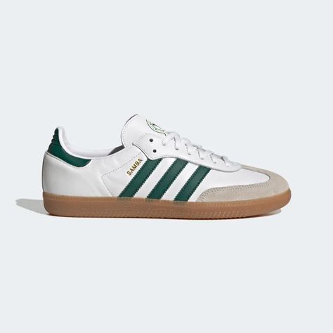 Show your colors on the world's biggest stage in these adidas Samba shoes. Inspired by Mexico's home jersey, serrated 3-Stripes stand out in green against the crisp white of the smooth leather upper, while the team's brand-new badge takes pride of place on the tongue. Other signature Samba details, including the T-toe and gum rubber outsole, combine for the perfect soccer-inspired finish. Samba Shoes, High Fashion Runway, Adidas Samba Og, Adidas Kids, Adidas Sneaker, Mens Lifestyle, Adidas Samba Sneakers, Adidas Samba, Adidas Online