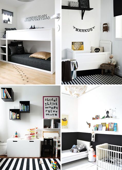 Black And White Kids Bedroom, Black And White Kids Room, Monochrome Kids Room, Monochrome Room, White Kids Room, Childrens Bedrooms Design, Monochrome Kids, Room Yellow, Monochrome Black And White