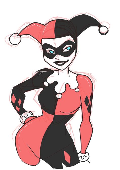 Harely Quinn Drawing, Harley Quinn Tattoo Stencil, Harley Quinn Comic Panel, Harley Quinn Drawing Easy, Harley Quinn Drawing Sketches, Harley Quinn Symbol, Harley Queen Tattoo, Harley Quinn Tattoo Ideas, Harley Quinn Art Illustrations