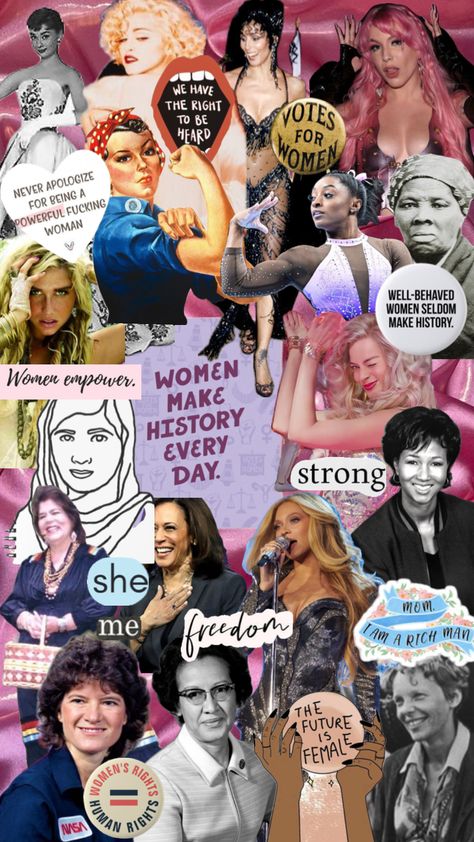 #women #woman #womensrights #beauty #womensrightsarehumanrights #womenshistorymonth #womenshistory Women Empowerment Art, What Is Feminism, Empowerment Art, Power Wallpaper, Feminism Quotes, Feminist Movement, Well Behaved Women, Magazine Collage, Women’s History