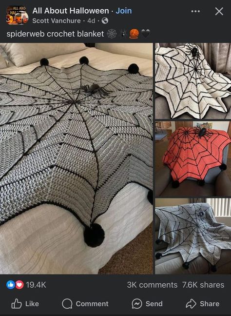 Spider Web Blanket, Spider Web Crochet, Web Crochet, Crochet Spider Web, Gothic Crochet, Spooky Crochet, Crochet Blanket Ideas, Crochet Baby Blankets, Crochet Spider