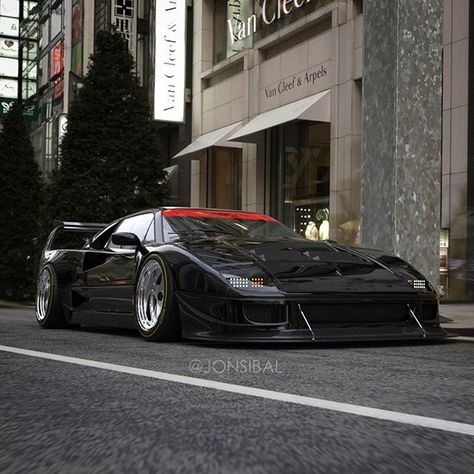 - Jon Sibal (@jonsibal) “Black Friday Speciale 🖤🖤🖤 F40 with my widebody design. Probably not the best car to take shopping…” Oliver North, Ferrari F40, Art Cars, Muscle Cars, Cars And Motorcycles, Cool Cars, Ferrari, Black Friday, Motorcycles