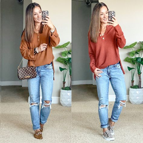 Fall Denim Blue Cutoff Jeans, Fall Jeans 2023, Boyfriend Jeans Sweater Outfit, Distressed Jeans Outfit Winter, Fall Relaxed Fit Cutoff Jeans, Ripped Jeans Sweater Outfit, Fall Light Wash Cutoff Jeans, Ripped Jeans Outfit Women, Fall Washed Cutoff Jeans