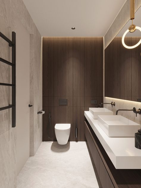 Townhouse interior - Denew Townhouse Interior Design, Cabin Rooms, Marble Bathroom Designs, Dark Wood Bathroom, Townhouse Interior, Marble And Brass, Interior Design Renderings, Powder Room Design, Bathroom Design Inspiration