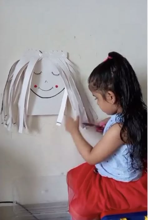 Preschool Easel Activities, Hairdressing Activities For Preschool, Hairdresser Activities For Preschool, Hairdresser Preschool Activities, Scissors Activities For Preschool, Scissor Activities, Kids Barber, Boredom Busters For Kids, Preschool Crafts Fall