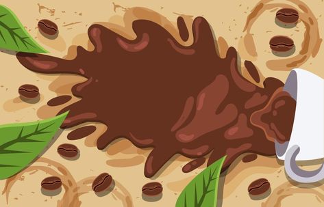 Background of Spilled Coffee Cup Spilled Coffee Illustration, Coffee Vector Art, Beverage Label, Amazing Bedroom Designs, Coffee Vector, Water Illustration, Spilled Coffee, Coffee Illustration, Art Album