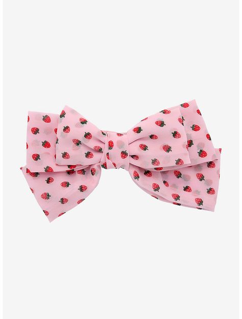 Strawberry Chiffon, Chiffon Hair, Chiffon Bow, Strawberry Hair, Pink Strawberry, Pink Chiffon, Strawberry Print, Bow Hair, Big Bows