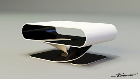 VOX coffee table concept. by Svilen Gamolov Futuristic Room Furniture, Futuristic Office Furniture, Deconstructivism Furniture, Futuristic Table Design, Presentation Furniture Design, Retro Futuristic Table, Architectural Digest Bedroom, Futuristic Table, Futuristic Furniture Design