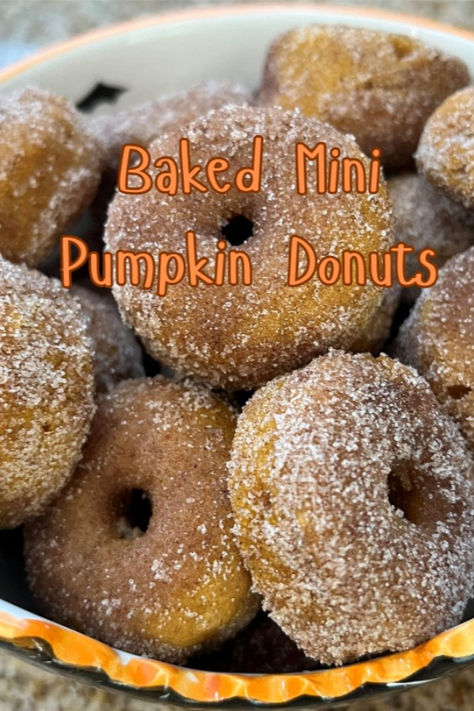 Baked mini pumpkin donuts are little nuggets of pumpkin goodness rolled in cinnamon sugar. Cinnamon Mini Donut, Mini Pumpkin Donuts Baked, Turkey Donuts Ideas, Pumpkin Donuts Baked, Pumpkin Donut Holes, Mini Cupcake Pan, Mini Doughnuts, Pumpkin Roll, Donut Holes