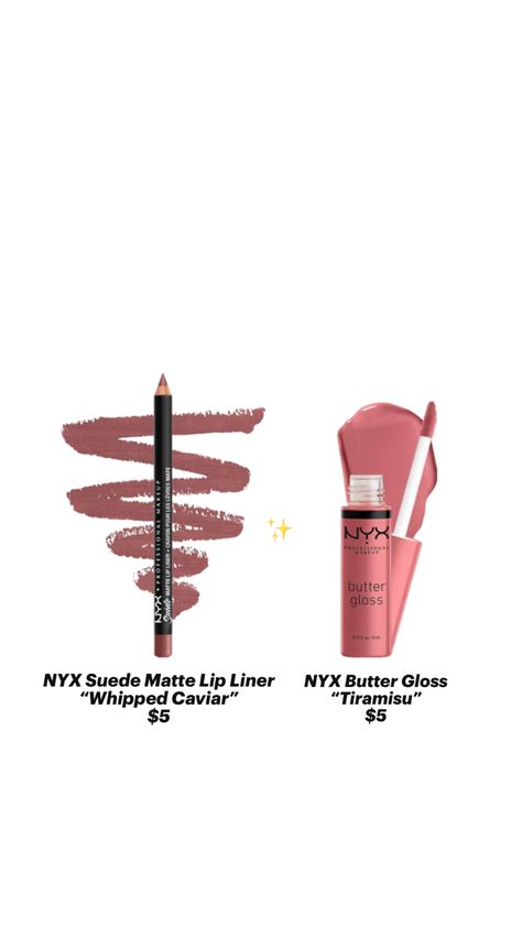 Matte Lip Combo, Nyx Lip Combo, Pink Lip Combo, Nyx Lip Liner, Drugstore Lips, Preppy Makeup, Butter Gloss, Date Night Makeup, Nyx Lip