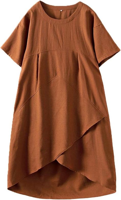 Tebreux Women's Linen Midi Dress Oversized Short Sleeve Sundress Baggy Tunic Dresses with Pockets Natural linen XL at Amazon Women’s Clothing store Plus Size Linen Dress, Plus Size Sundress, Baggy Dresses, Plus Size Linen, Tunic Dresses, Fall Sweaters For Women, Dresses With Pockets, Sundress Dress, Linen Midi Dress