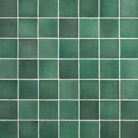 Villa | Zellige Verde Glossy Ceramic Tile, 5 x 5, Green, 1/3 inch Thick - Floor & Decor Floor To Ceiling Tile Kitchen, Green Tiles Texture, Green Square Tile, Green Ceramic Tile, Green Mosaic Tile, Penny Mosaic, Glossy Ceramic Tile, Green Tiles, Rent House