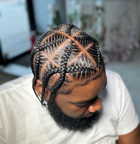 Men Braid Styles Black, Dyed Braids Men, Freestyle Cornrows Braids Men, Male Braids Hairstyles Black For Men, Boy Cornrows, Men Stitch Braids, Men Cornrows Design, Male Braid Styles, Fade Braids