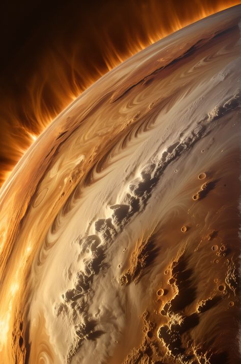 Experience the stunning beauty of Venus' cloud tops in this ultra HD image. See the golden sunlight reflecting off sulfuric acid clouds and lightning storms illuminating the dramatic atmospheric swirls. #Venus #Space #Beauty Lightning Storms, Diverse Beauty, Space Probe, Lightning Storm, Universe Galaxy, Our Solar System, Ultra Hd, Awe Inspiring, Solar System