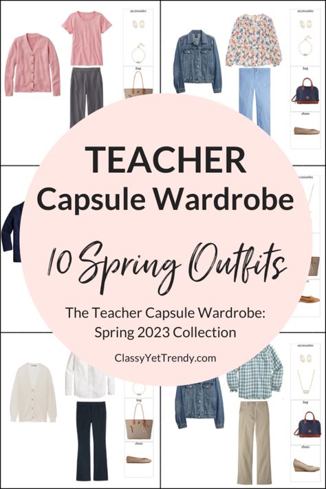 Sneak Peek of The Teacher Spring 2023 Capsule Wardrobe 10 Outfits - Classy Yet Trendy Bright Spring Capsule Wardrobe 2023, Spring Work Outfits For Women 2023, Early Spring Outfits 2023, Teacher Capsule Wardrobe Spring, Spring Business Casual Outfits 2023, Spring Teacher Outfits 2024, Spring 2023 Capsule Wardrobe, Spring 2023 Capsule, 2023 Spring Outfits