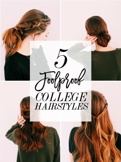 This post is for all my college girls (and girls in general) who are on the go but still always aspire to look their best. These 5 foolproof hairstyles look so adorable on all hair types and are very do-able in under 5 minutes (given the right amount of... College Student Hairstyles, Easy Hairstyles For College Students, Hairstyle For College Girls Simple, Hairstyles For University Students, Hairstyles For College Students, Hairstyles For College, College Hairstyles, Teenage Hairstyles, Hair 101