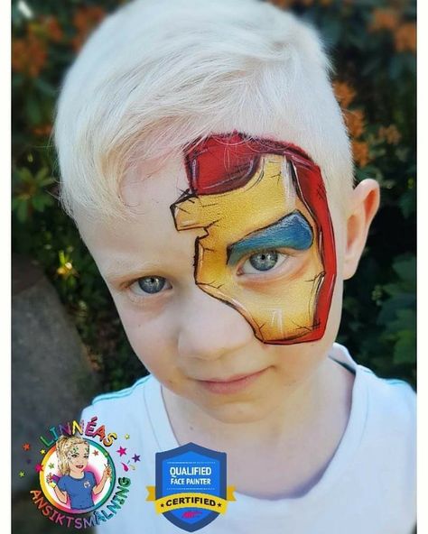 Super Hero Face Paint, Iron Man Face Paint, Face Paint For Men, Superhero Face Painting, Painting Design Ideas, Animal Face Paintings, Face Painting Tips, Face Painting For Boys, Paint Face