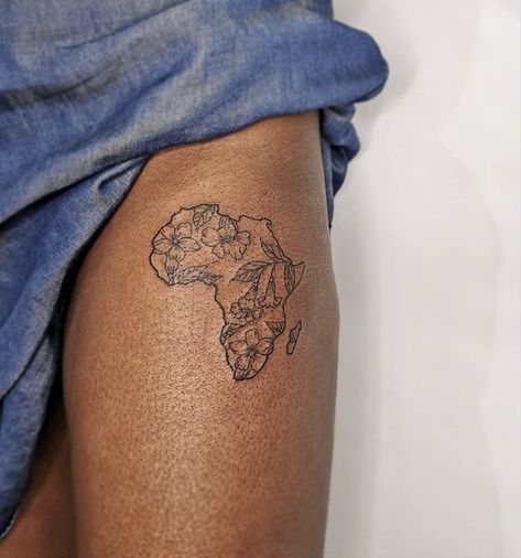 African Continent Tattoo, Continent Tattoo, Wrist Tattoos Words, Dark Skin Tattoo, Delicate Tattoos For Women, Africa Tattoos, Earthy Tattoos, African Tattoo, Map Of Africa