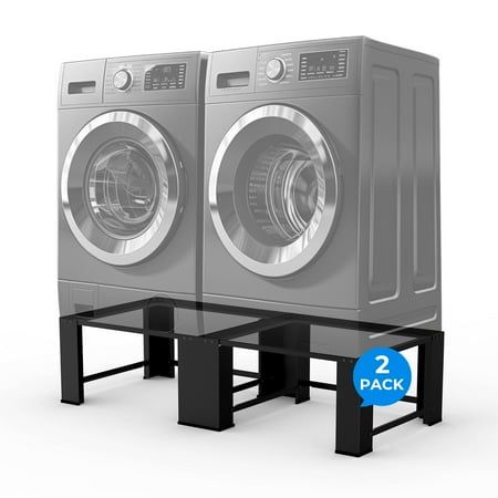 This support shelf can be used to keep your dryer and washer off the floor and raise it to a more suitable working height, so you won't need to bend over too much to load or remove your laundry. Made of high-quality steel, this upgraded laundry pedestal is very sturdy and can hold a washing machine with a weight of up to 350 lb. Thanks to the non-slip pads, the washing machine will stand stably. The feet are also rubberized, which makes them non-slip and keeps your floors from getting scratched. Assembly is easy. Upgraded Structure for Increased StabilityThe washing machine pedestal guarantees a steady and balanced laundry experience by raised eges to prevent water leaks, 2-in-1 integral molded panel, four extra bars for increased stability. Shock-absorbing mats and anti-slip feet are adde Washing Machine Pedestal, Washer And Dryer Stand, Washer And Dryer Pedestal, Washing Machine Stand, Laundry Makeover, Dryer Stand, Rococo Furniture, Laundry Pedestal, Laundry Room Closet