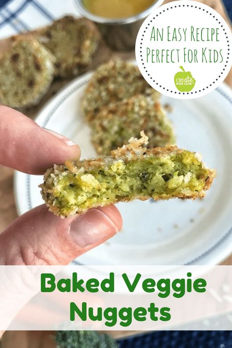 Healthy baked veggie nuggets are an easy way to get picky eaters eating more veggies!  Packed with broccoli, carrots, cheese, breadcrumbs, and egg, these veggie bites come together quickly in your blender or food processor.  They are baked, not fried and no steaming is required for the veggies.  Simply toss them into the blender raw, and puree.  A fun recipe to make with kids today. #veggienuggets #funrecipe #cookingwithkids #pickyeaters Vegetarian Nuggets, Vegan Nuggets, Cook Vegetables, Veggie Nuggets, Veggie Bites, Baby Recipes, Nuggets Recipe, Veggie Burgers, Kids Menu