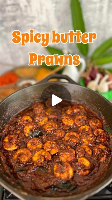 Yazee koduma on Instagram: "Spicy butter prawns🦐  Follow @chef_yazee for more recipes  Recipe Instructions👇🏼  Clean and de-vein prawns. Have taken 500 gms of prawns before cleaning. For marination Add prawns Kashmiri chilly powder -2 tsp Turmeric powder - 1/2 tsp Pepper powder- 1 tsp Salt Lemon juice - half of lemon Keep it aside for 10-15 min In the skillet add Butter ( add generous amount if you prefer ) Shallow fry prawns for about 3-4 minutes. Fry it in batches if needes to avoid over crowding and ensure proper cooking. Once its done take it off the skillet and keep it aside. Into the left over butter add some more butter. Add cumin seed 1/2 tsp Add ginger garlic paste 1 tbsp Add 1 tsp chilly flakes Add some curry leaf And sauté till raw smell goes away. Add salt Add 2 tsp kashmiri Spicy Prawn Recipes, Prawns Curry Recipe, Prawn Fry Recipes, Prawns Fry Recipe, Butter Prawn Recipe, Prawn Recipes Indian, Prawn Gravy, Prawn Fry, Prawn Curry Recipe