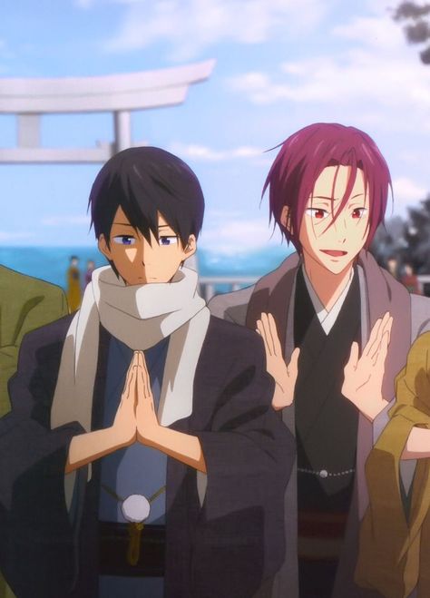 Free! ~~ New Year's Prayers :: Rin Matsuoka and Haruka Nanase Haru And Rin Free, Free Anime Haruka X Rin, Rin X Haru Free, Rin Matsuoka X Haruka Nanase, Free Haru X Rin, Rin And Haru Free, Haruka X Rin, Haru And Rin, Free! Rin