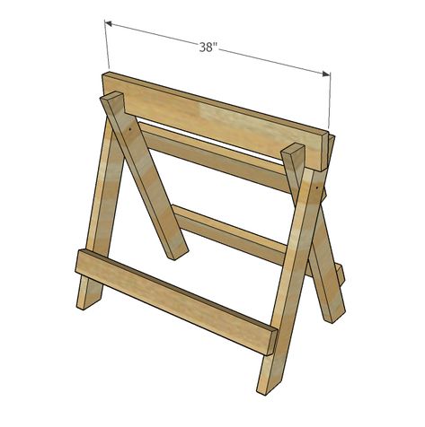 Simple folding sawhorse » Famous Artisan Adjustable Saw Horse, Saw Horse Plans, Adjustable Sawhorse, Sawhorse Plans, Folding Sawhorse, Wood Fence Post, Saw Horse, Diy Projects Plans, Workbench Plans Diy